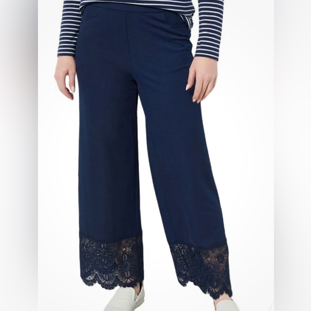 Navy blue petite Lace pants